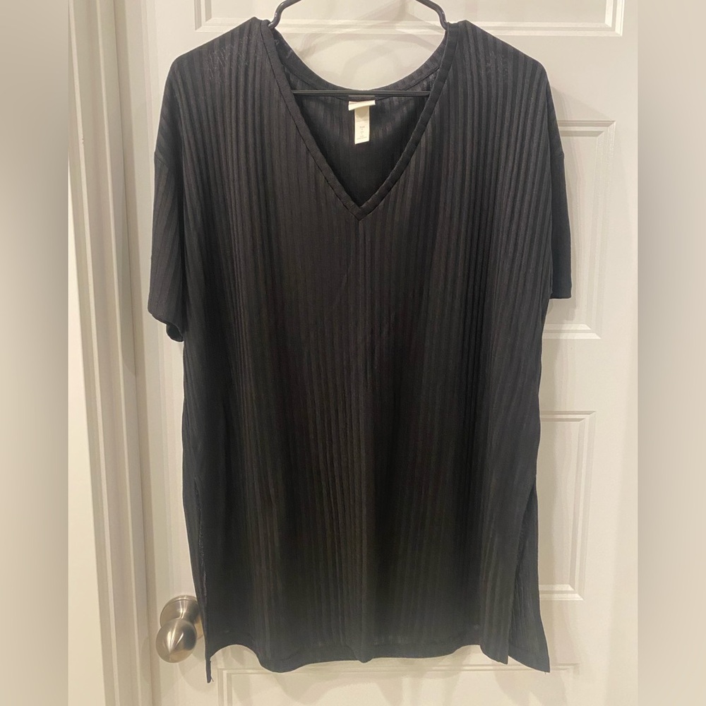 H&M Black Short Sleeve Tunic Top